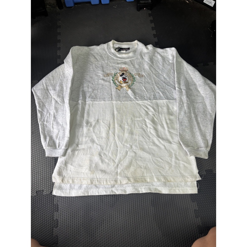 Vintage Disney Mickey Mouse Crest Sweatshirt L/XL Theme Sports Company USA Made